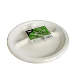 Papstar 12 assiettes canne à sucre pure 3 compartiments ø23cm