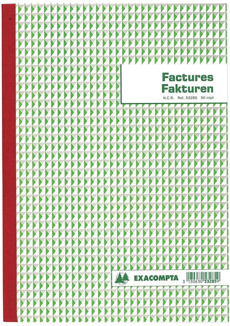 Carnet de factures Exacompta format 21 x 297 cm tripli bilingue (50 x 3 feuilles)