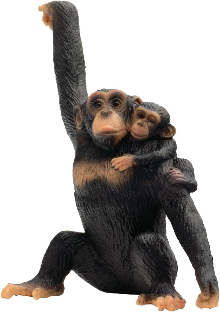 Bullyland 63594 – chimpanzé avec bébé – env. 8,5 cm – figurine animal réaliste et peinte à la main – idéale pour les jeux éducatifs, les histoires sur la nature ou la décoration pour les enfants à partir de 3 ans