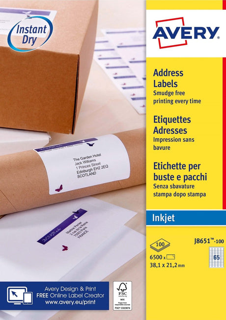 Mini étiquette blanche sans marque Avery sans marque - jet d'encre - j8651