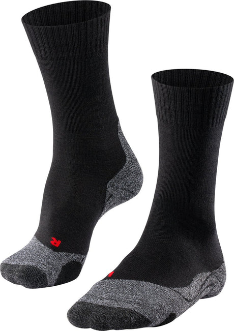 Falke tk2 chaussettes de marche en laine épaisse anti-ampoules en matériau fonctionnel femme noir - taille 41-42