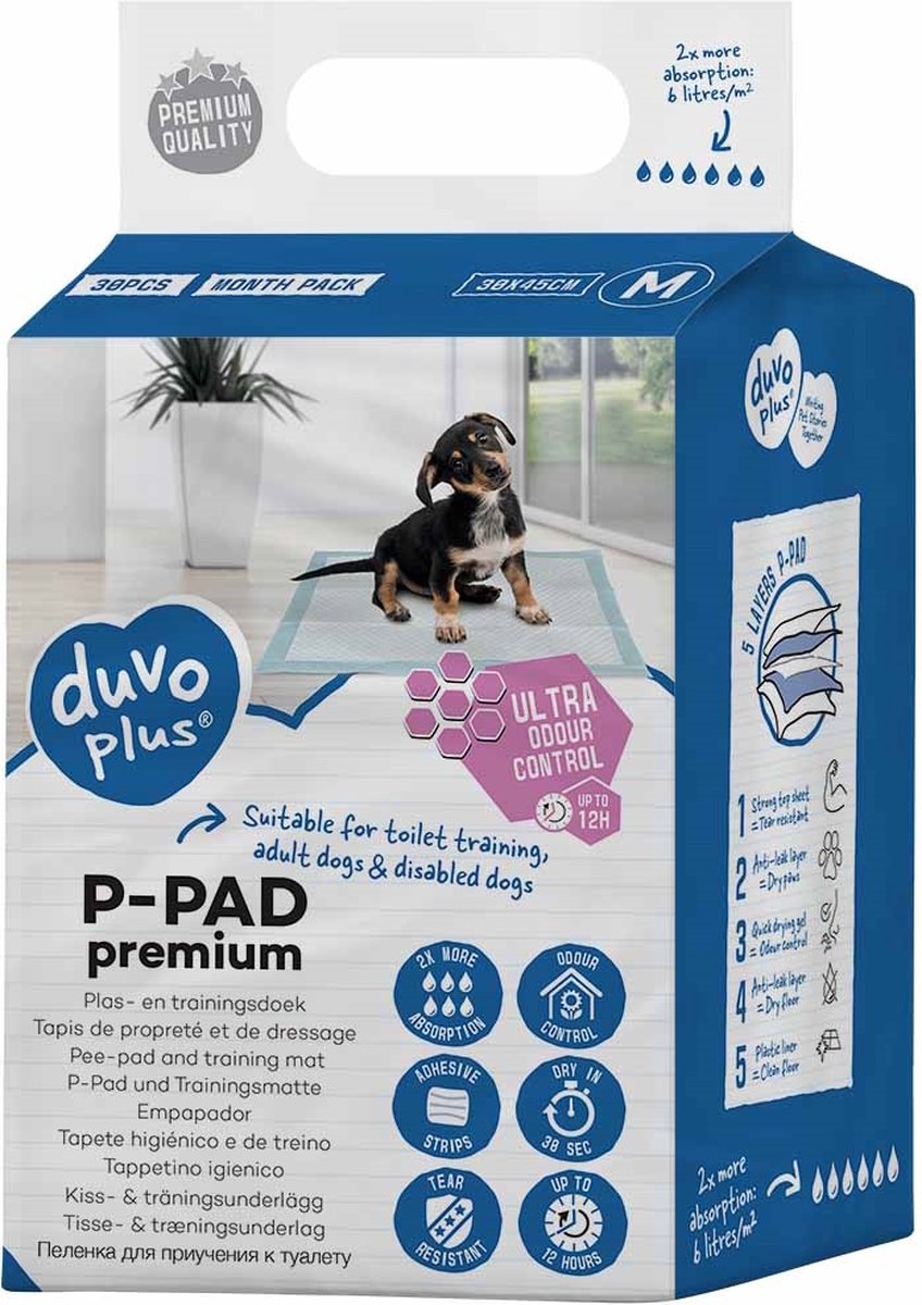 Duvo + p-pad premium contrôle des odeurs 30 pièces xxl - 60x90cm