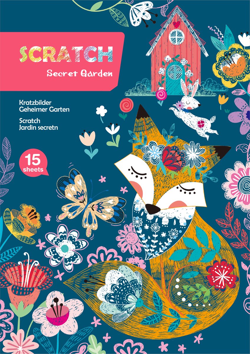 Avenir livre d'art à gratter a4 - jardin secret - 15 pages - 7 ans