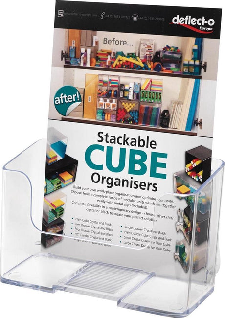 Deflecto 74901 porte-brochures transparent DIN A5 debout 1 pièce(s) nombre de compartiments : 1 (L x H x P) 170 x 197 x 100 mm