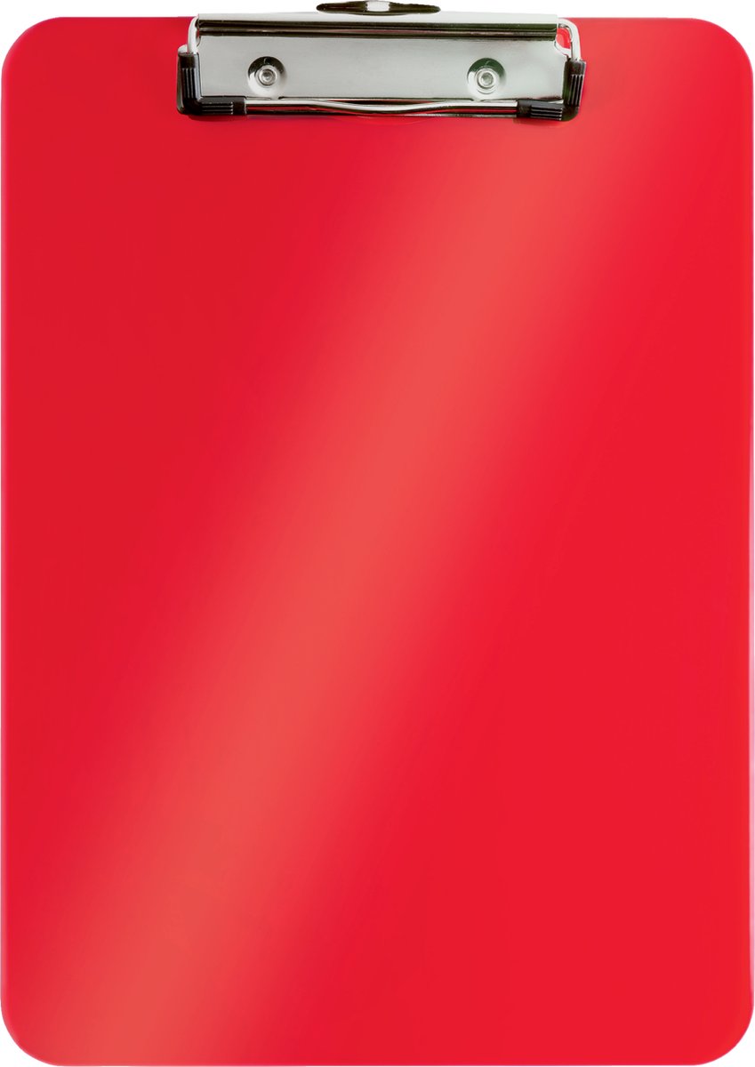 Porte-bloc A4 en plastique Leitz wow avec crochet de suspension - capacité jusqu'à 80 feuilles - rouge