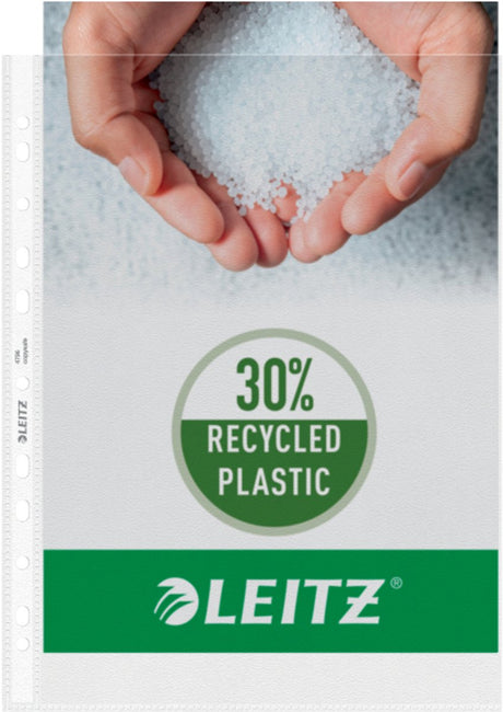 Sac de présentation Leitz a4 pp - 30 % de plastique recyclé pré-consommation - 11 trous - 100 pièces - transparent