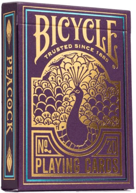 Paon violet vélo - cartes à jouer premium - poker - ultimes - avec finition feuille à froid