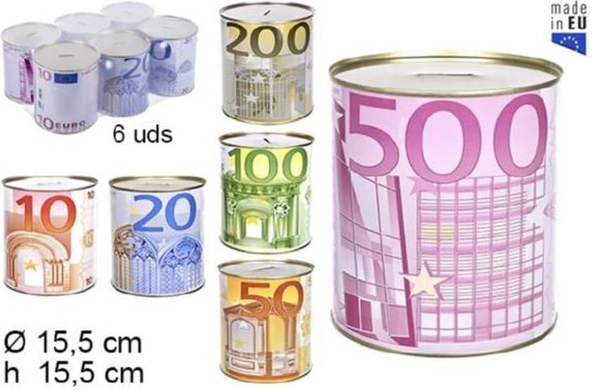 Jonotoys grande boîte d'épargne avec impression de billets en euros 15 x 15 cm