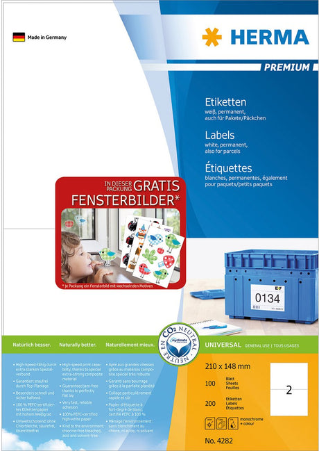 Étiquettes herma sans marque sans marque blanches 210x148 premium a4 200 pcs.