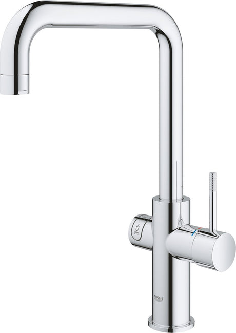 Robinet d'eau bouillante Grohe rouge 3 en 1 - bec en U - chaudière 7l - avec mitigeur - chrome