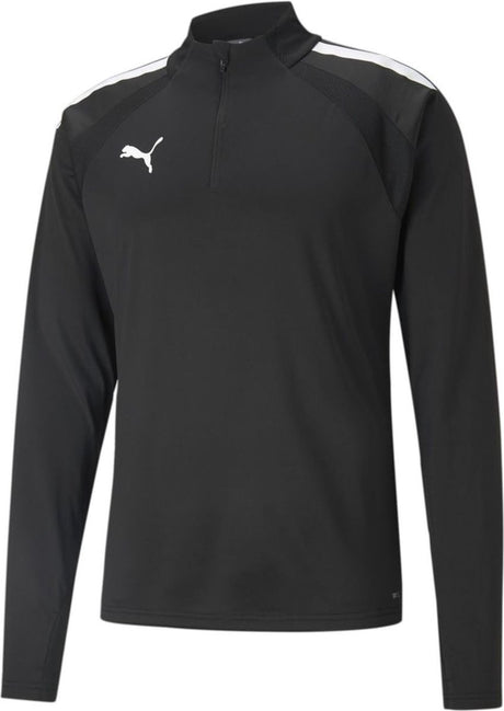 Puma teamliga 1 4 zip top jr maillot de sport unisexe - noir-blanc
