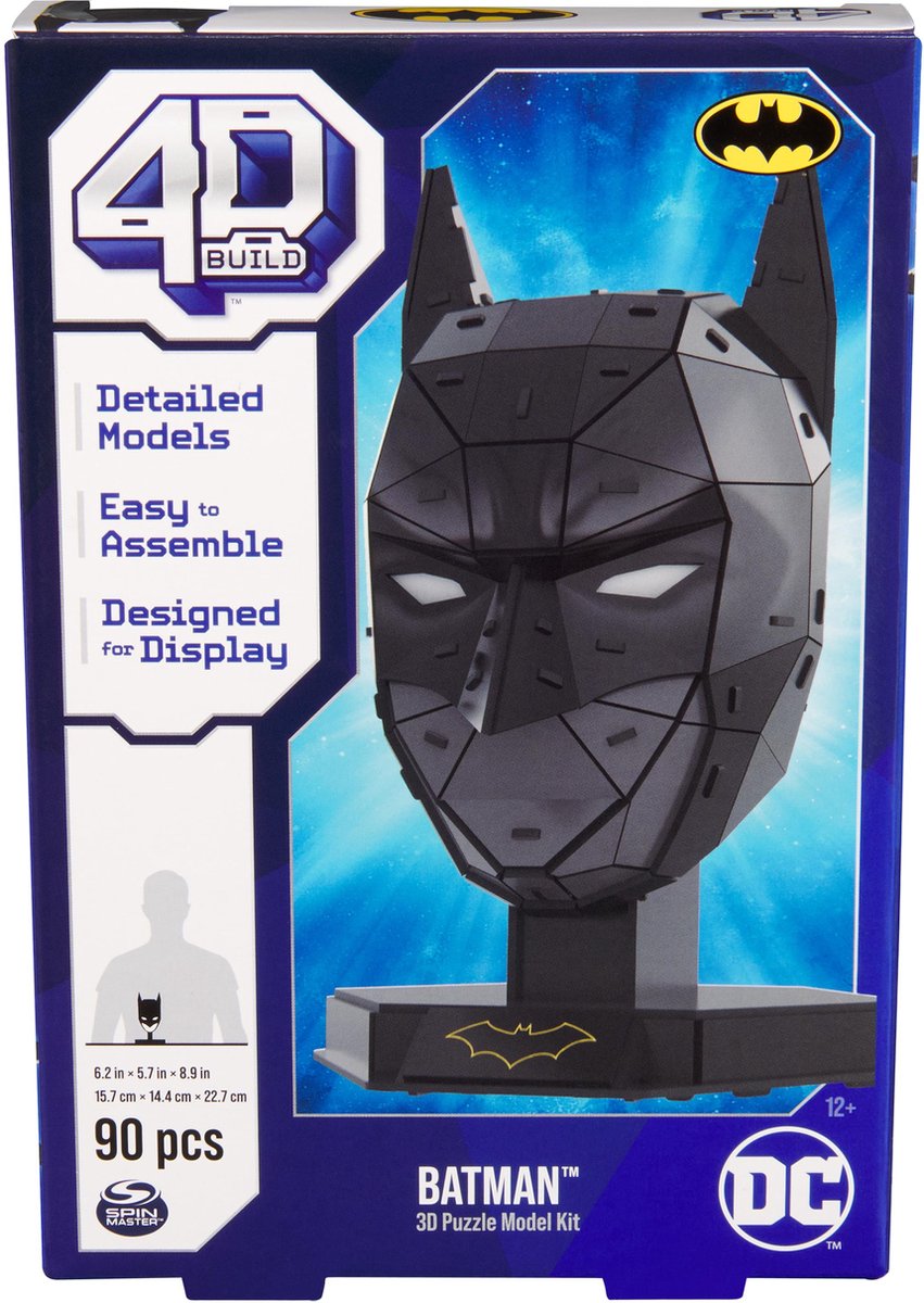 4d build dc batman - masque batman - puzzle 3d - 90 pièces - kit de construction en carton