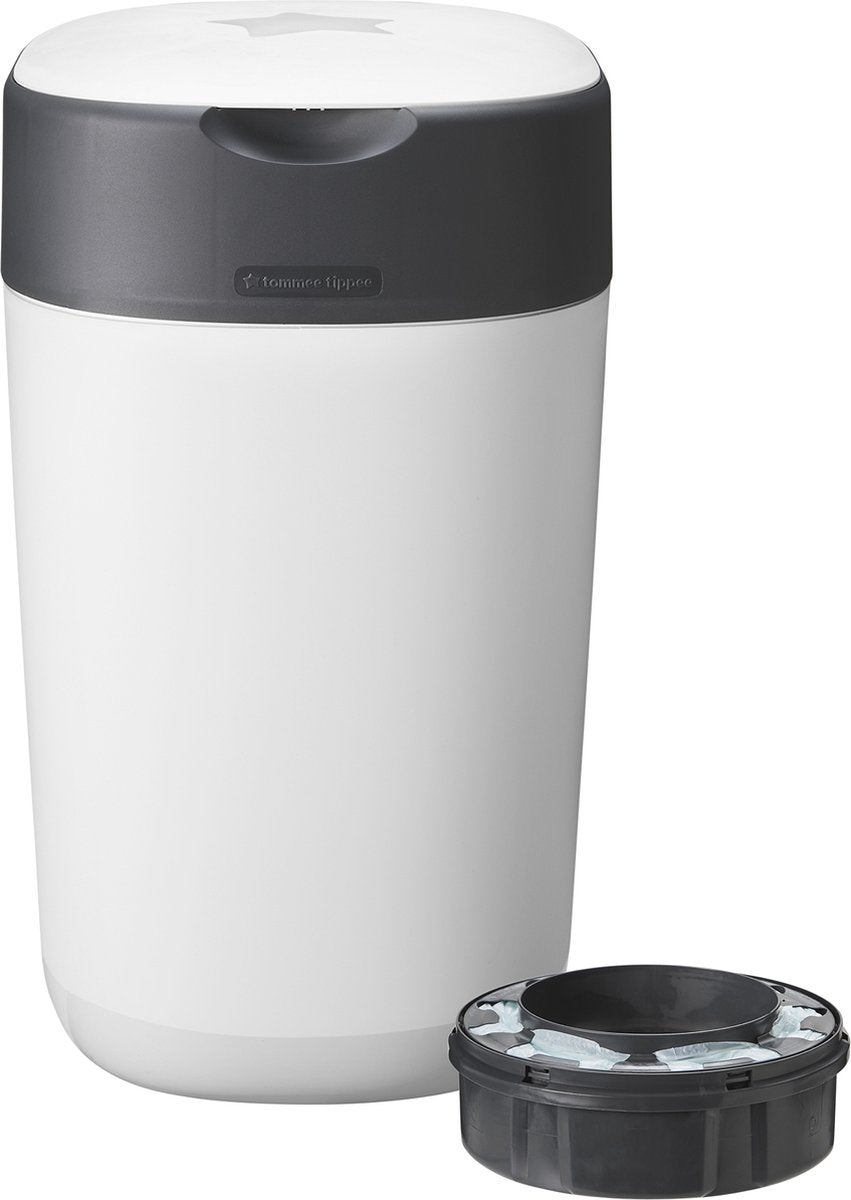 Poubelle à couches Tommee tippee twist click - jusqu'à 33 couches - 1 cassette de recharge - blanc