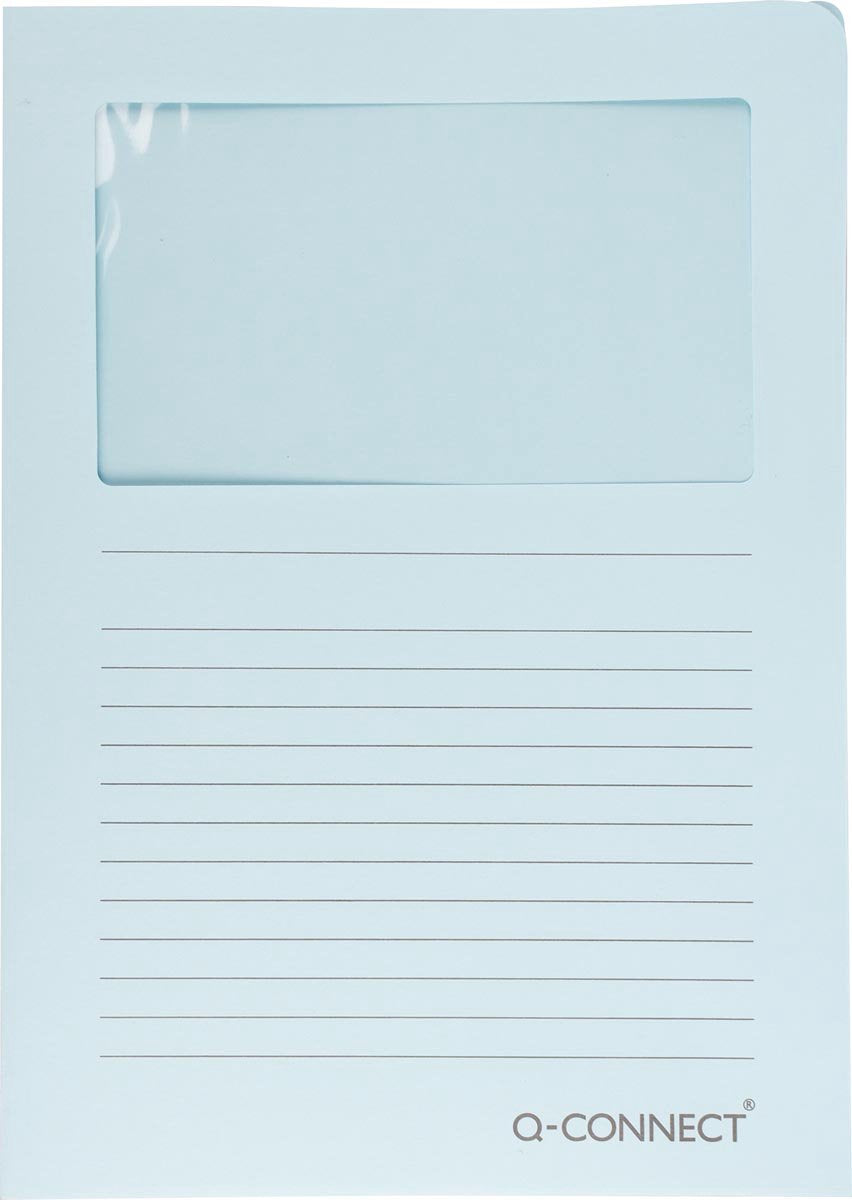 Q-connect l-map avec fenêtre | 120 g m² | a4 | paquet de 100 pièces | bleu clair
