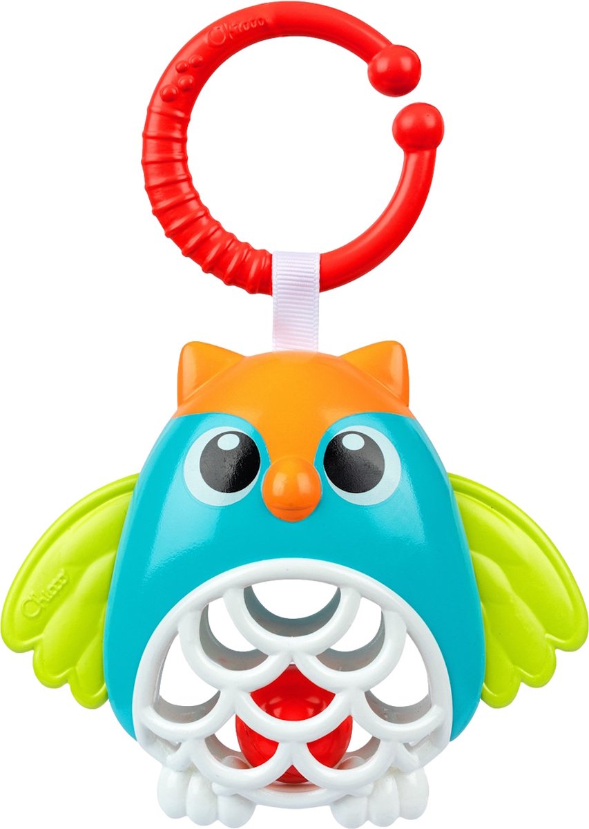 Chicco uil rammelaar - buggyspeeltje met bijtring | sensorisch babyspeelgoed (3-24 m)