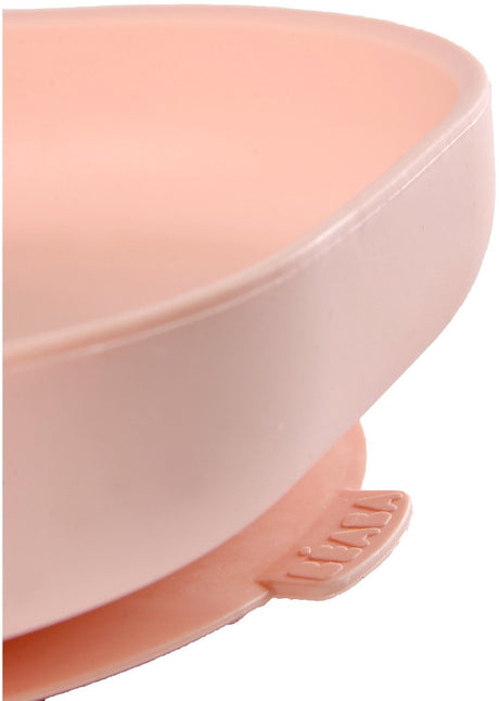 Béaba assiette en silicone - avec ventouse - ergonomique incassable - sans BPA - passe micro-ondes et lave-vaisselle - rose