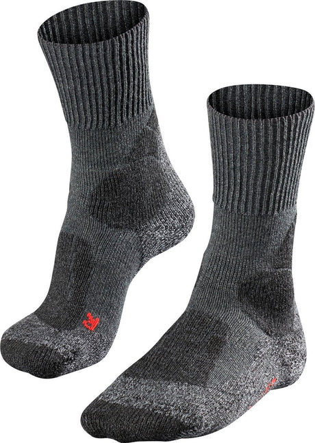 Falke tk1 chaussettes de marche en laine épaisse anti-ampoules en matériau fonctionnel hommes gris - taille 46-48
