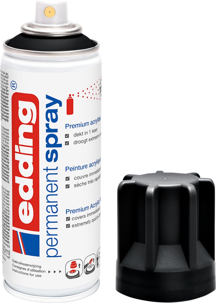 Edding 5200 • peinture acrylique permanente premium en spray noir profond mat