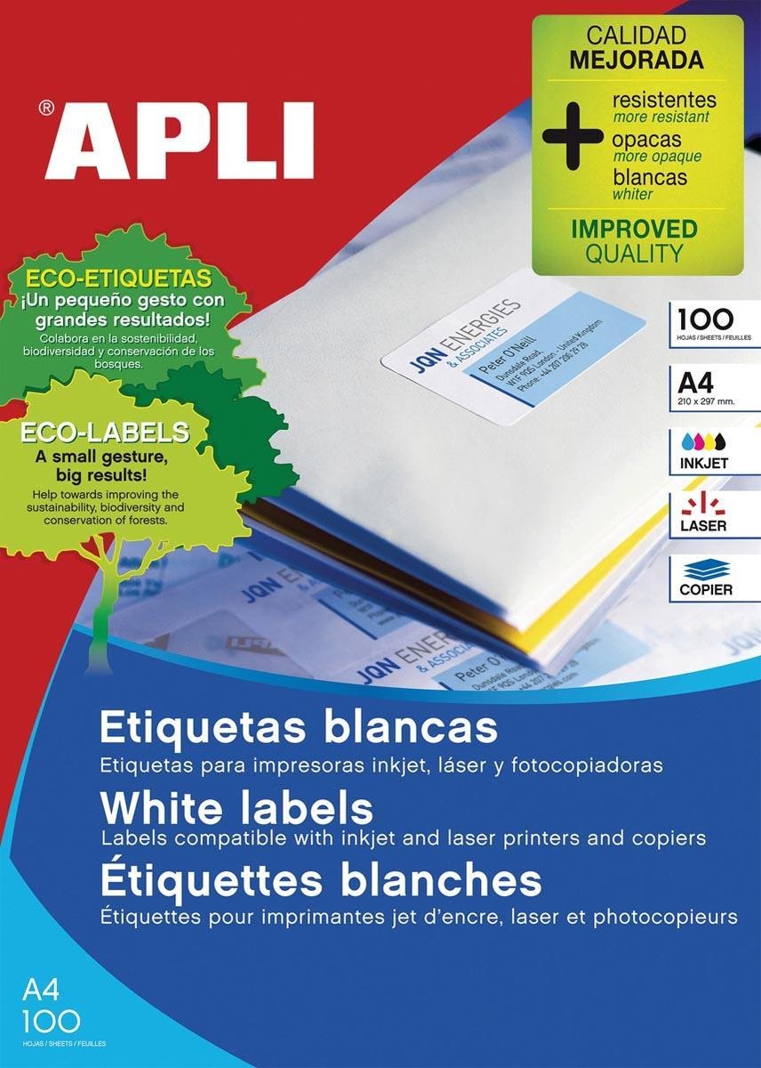 Apli 01290 étiquettes blanches - 100x12 pièces - format 70x67,7mm - coins droits