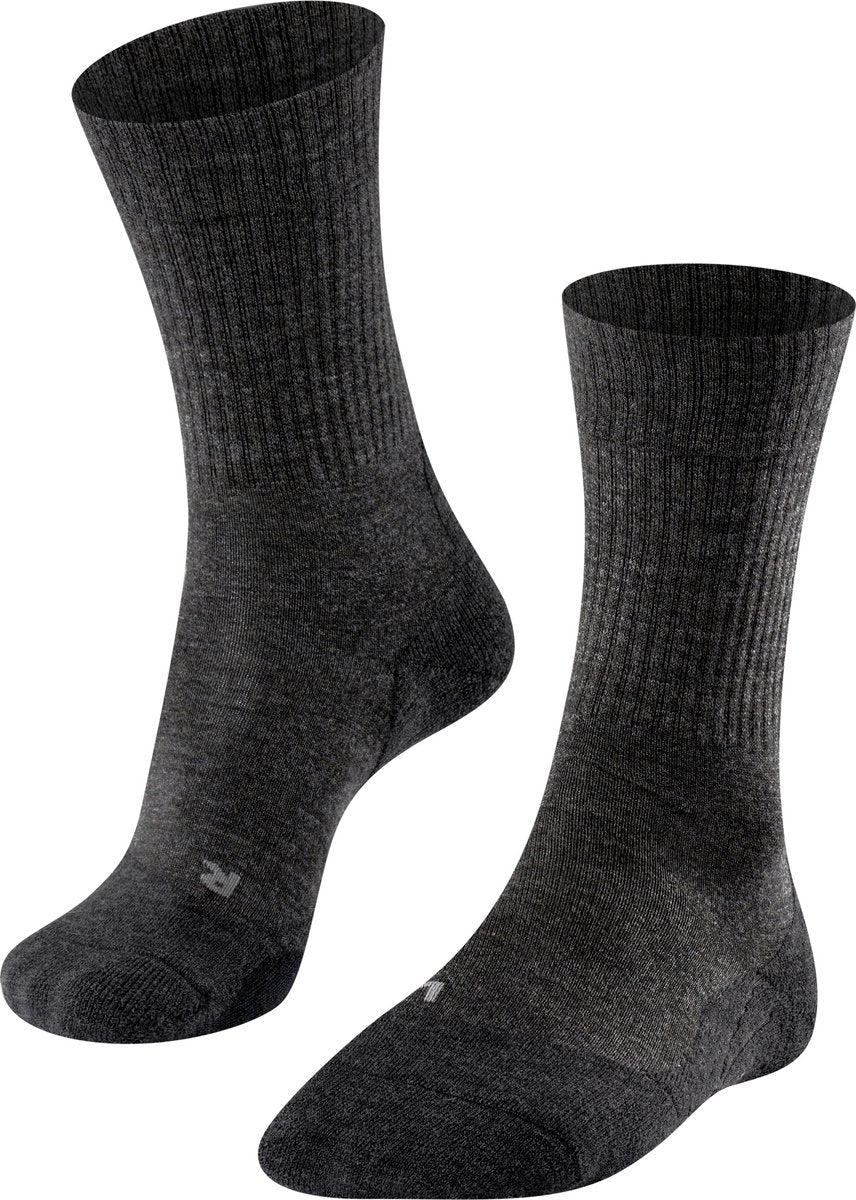 Falke tk2 laine anti-ampoules laine épaisse matériau fonctionnel chaussettes de marche hommes gris - taille 46-48