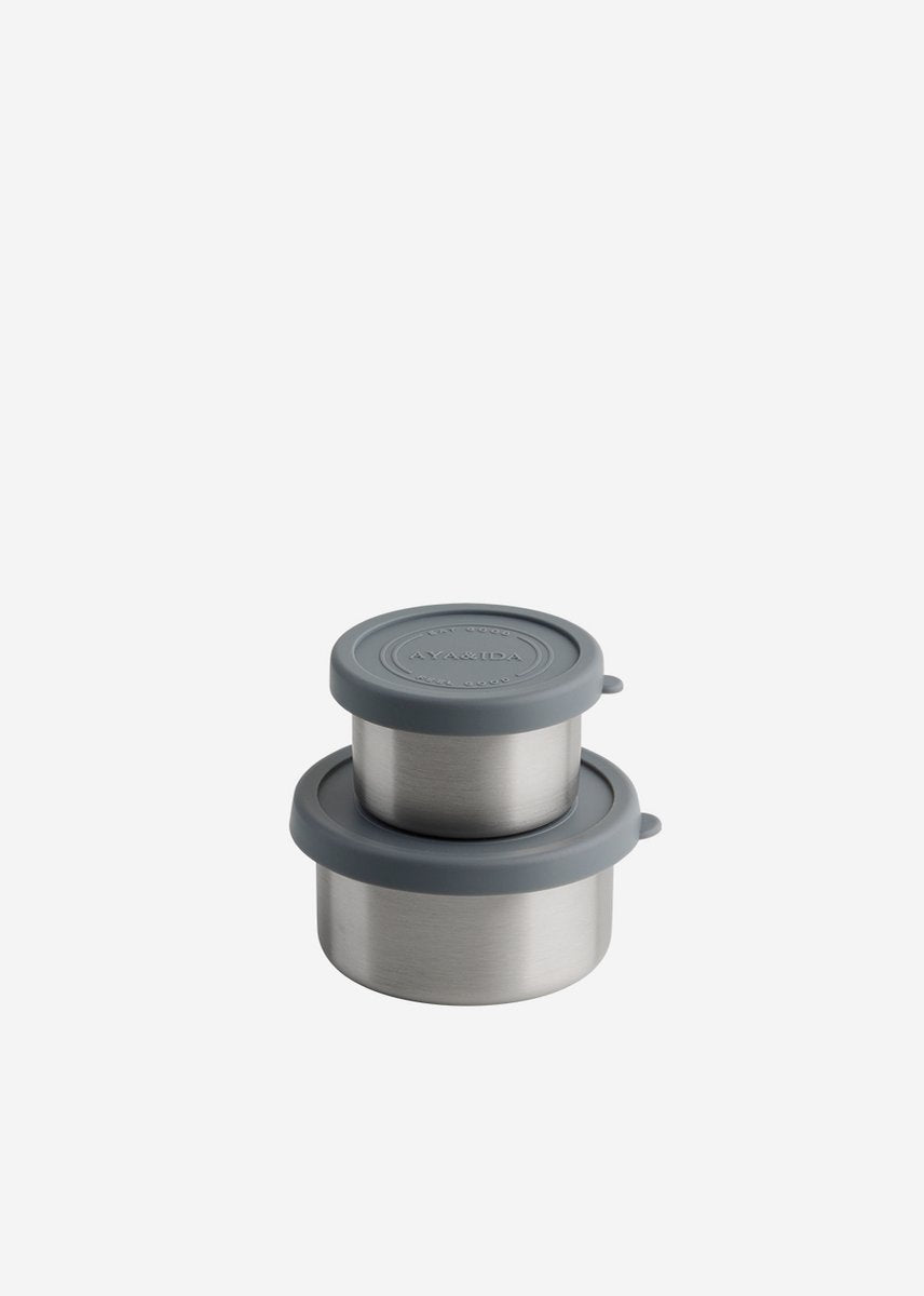 Aya ida aya ida - set de récipients à collations - boîte à lunch - boîte à pilules - ensemble de récipients alimentaires - récipient à granola - 100 ml + 200 ml - gris foncé