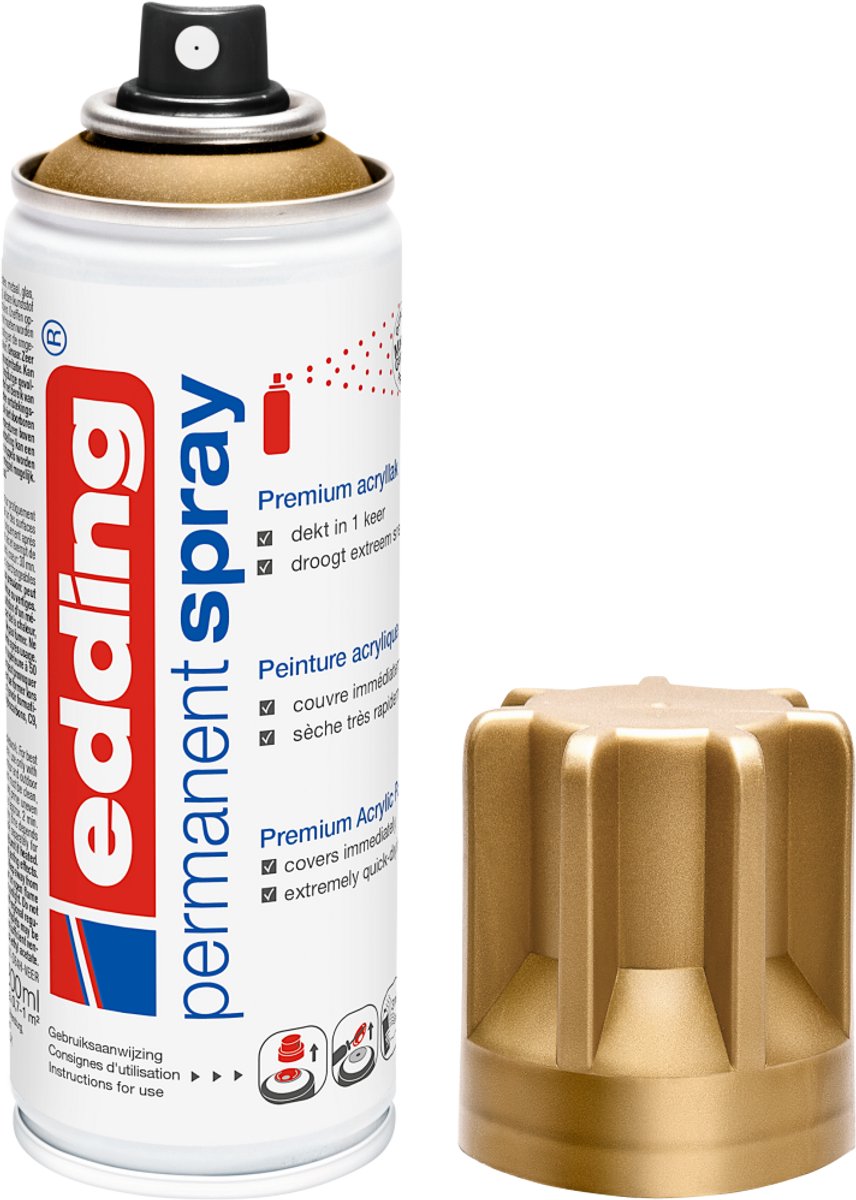 Edding 5200 • Peinture acrylique permanente de qualité supérieure en spray riche en or mat
