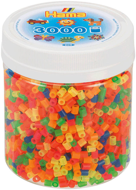 Hama perles à repasser jouet pot néon mix - 3000 pièces créatives.
