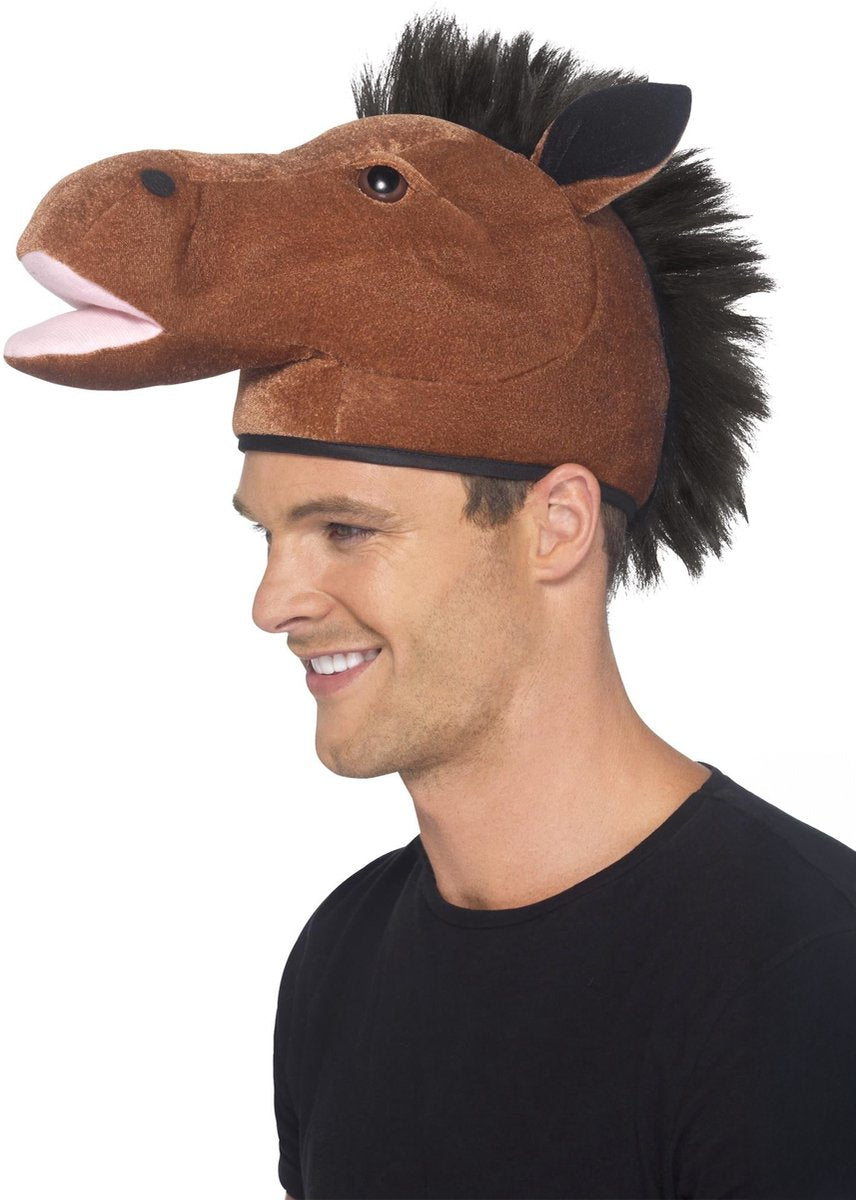 Smiffys Carnaval habiller chapeau de costume d'animal - tête de cheval - marron - avec détails - têtes d'animaux - adultes