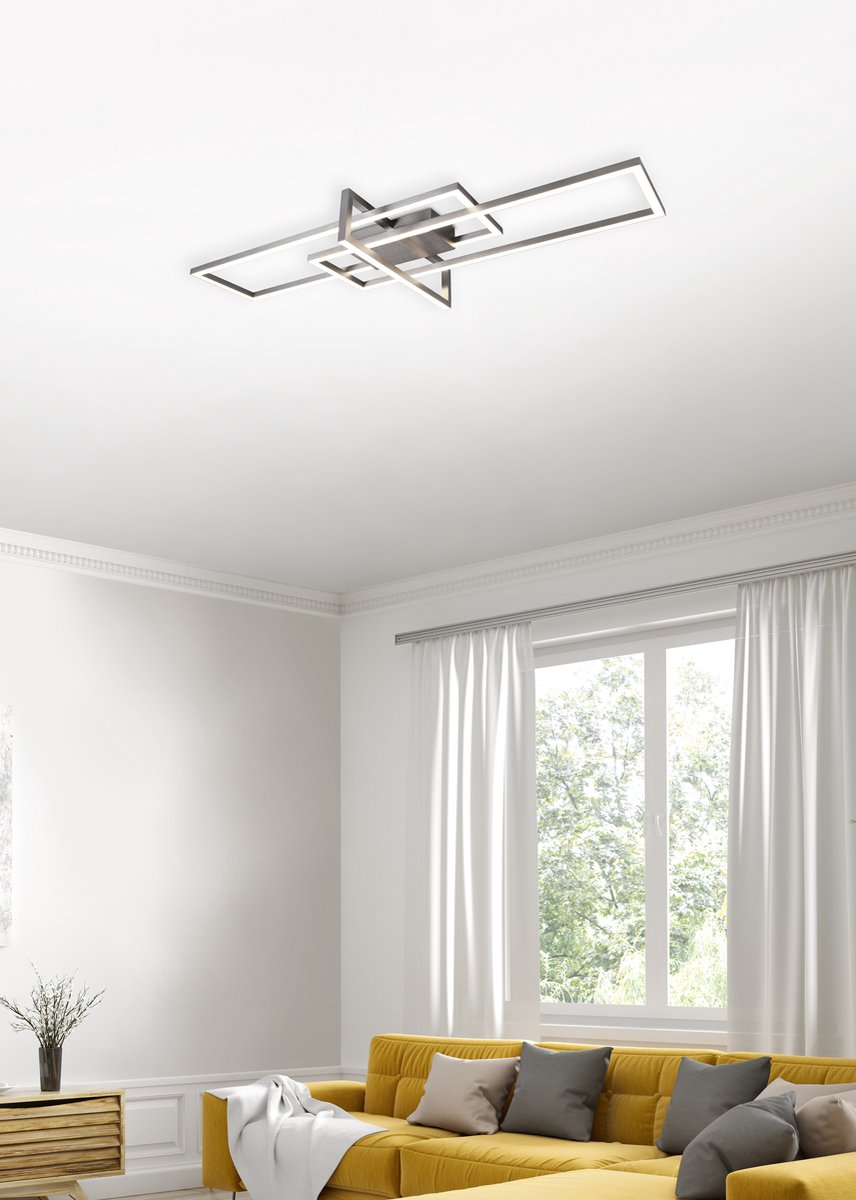 Trio salinas - plafonnier - nickel mat - incl. 1x SMD 34w - dimmable avec interrupteur - non dimmable