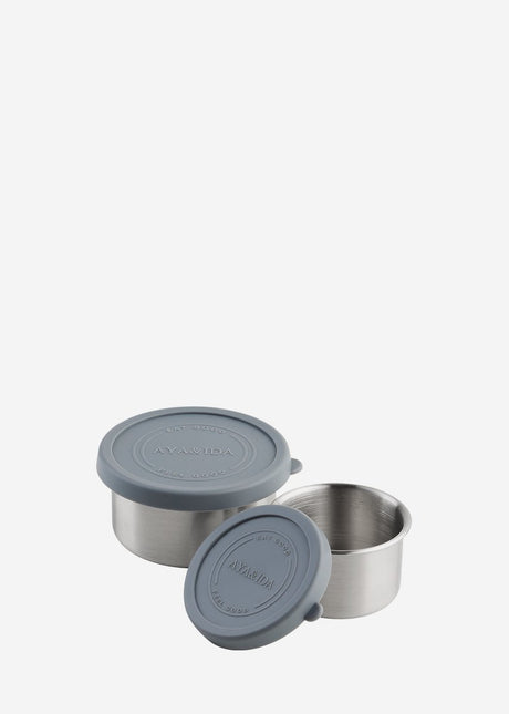 Aya ida aya ida - set de récipients à collations - boîte à lunch - boîte à pilules - ensemble de récipients alimentaires - récipient à granola - 100 ml + 200 ml - gris foncé