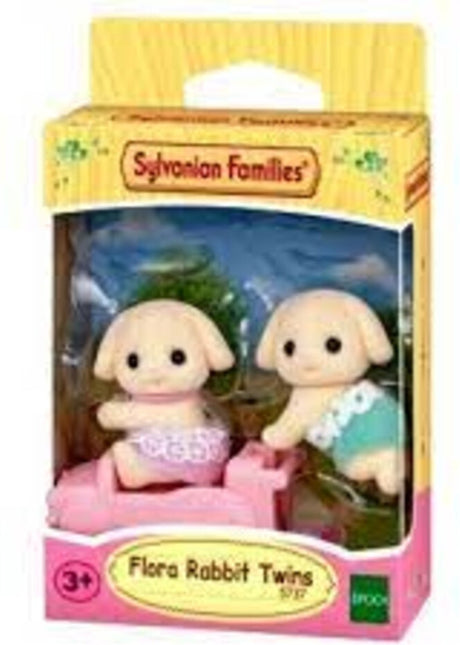 Sylvanian familles 5737 lapin à fleurs jumelles - 2 figurines de jeu douces et veloutées
