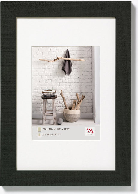 Walther home - cadre en bois - format photo 15x20 cm - noir
