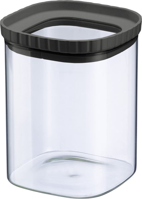 Pot en verre Westmark avec couvercle en silicone - Pot de conservation pratique avec couvercle, idéal pour conserver les pâtes, les épices, le thé, les bonbons et bien plus encore, carré, empilable - 1 080 ml
