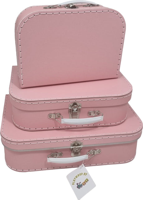 Playwood Cardboard Suitcase Set Pink, 3st.