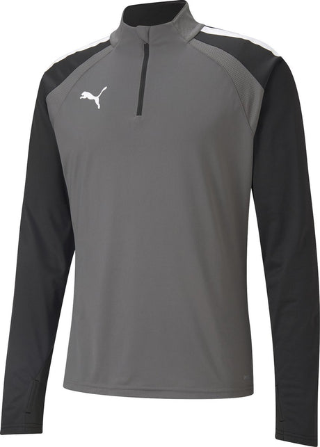 Puma teamliga 1 4 zip top maillot de sport pour homme - fumé perle- blanc