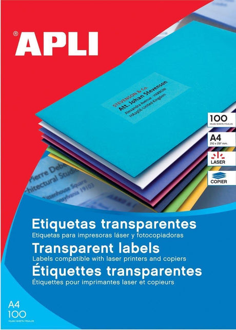 Étiquettes transparentes Apli - 70 x 37 mm - 480 pièces (24 par feuille)