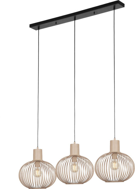 Trio gila - lampe suspendue - sable - excl. 3x e27 4 w - montage au plafond - réglable en hauteur