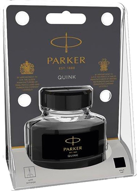 Bouteille d'encre pour stylo plume Parker | encre noire quink | 57 ml d'encre d'écriture pour stylo plume (blister)