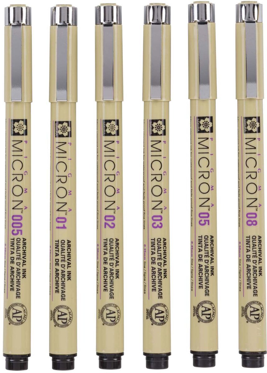 Sakura pigma micron trousse 6 fineliners noir