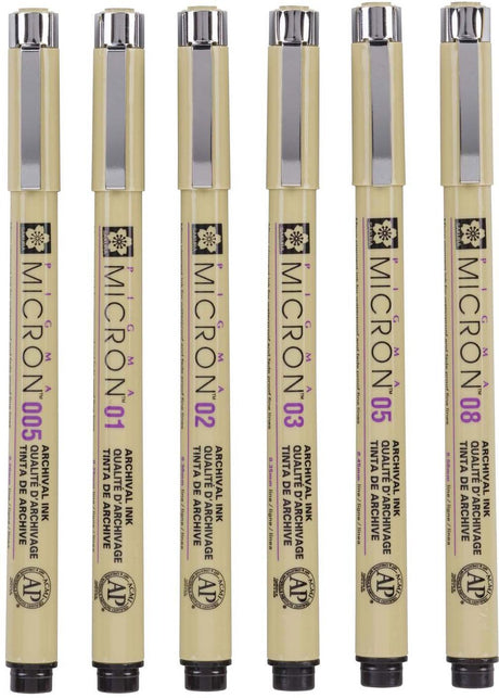 Sakura pigma micron trousse 6 fineliners noir