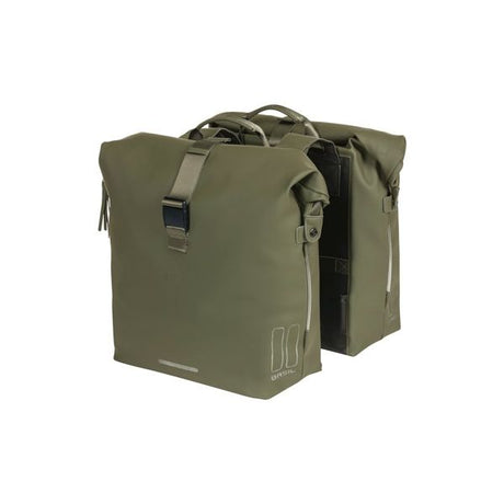 Basil Soho Double Bicycle Sac Nordlicht - Sac de porte-bagages étanche pour vélo électrique - vert