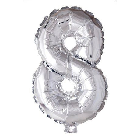 Ballon aluminium Globos numéro '8' argent 40cm
