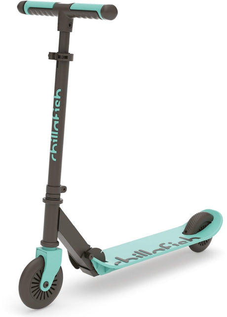 Trottinette enfant Chillafish garçon et fille à partir de 5 ans avec frein à pied - bleu vert - trottinette avec guidon réglable - pliable et légère avec roues abec-5 - modèle flexxi