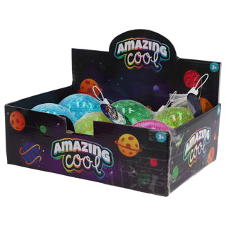 Incroyable balle rebondissante cool à paillettes avec lumière 10 cm assorties | 6 pièces