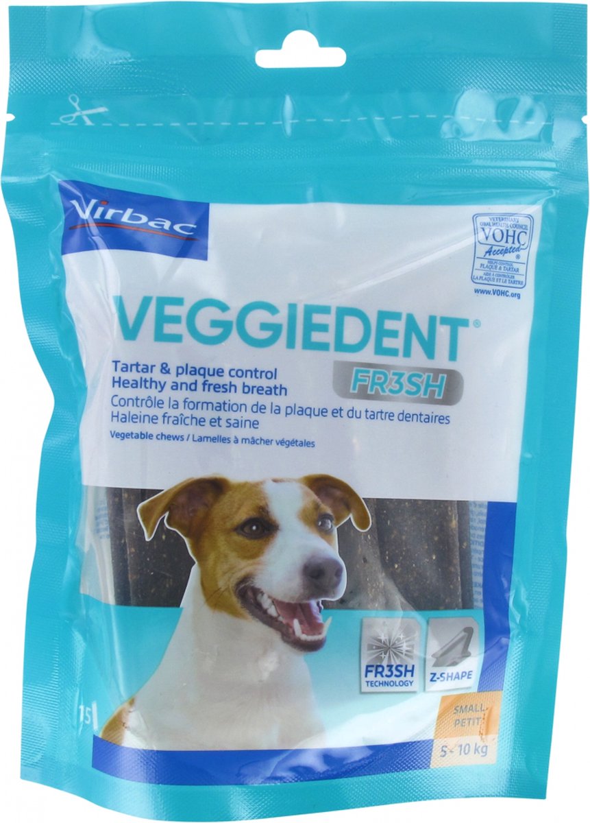 Virbac veggiedent bandes à mâcher pour chiens jusqu'à 10 kg, 15 pièces