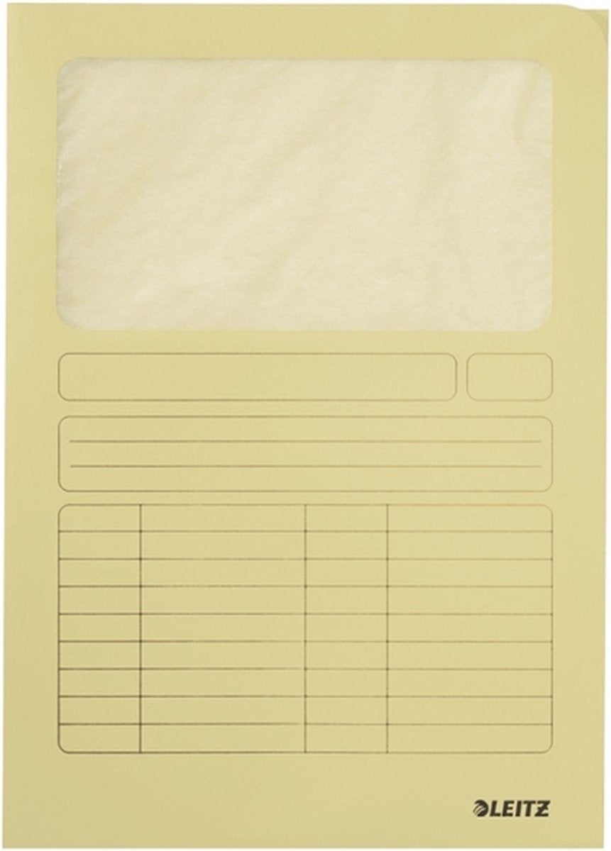 Chemise à fenêtre Leitz carton A4 - 100 pièces - jaune