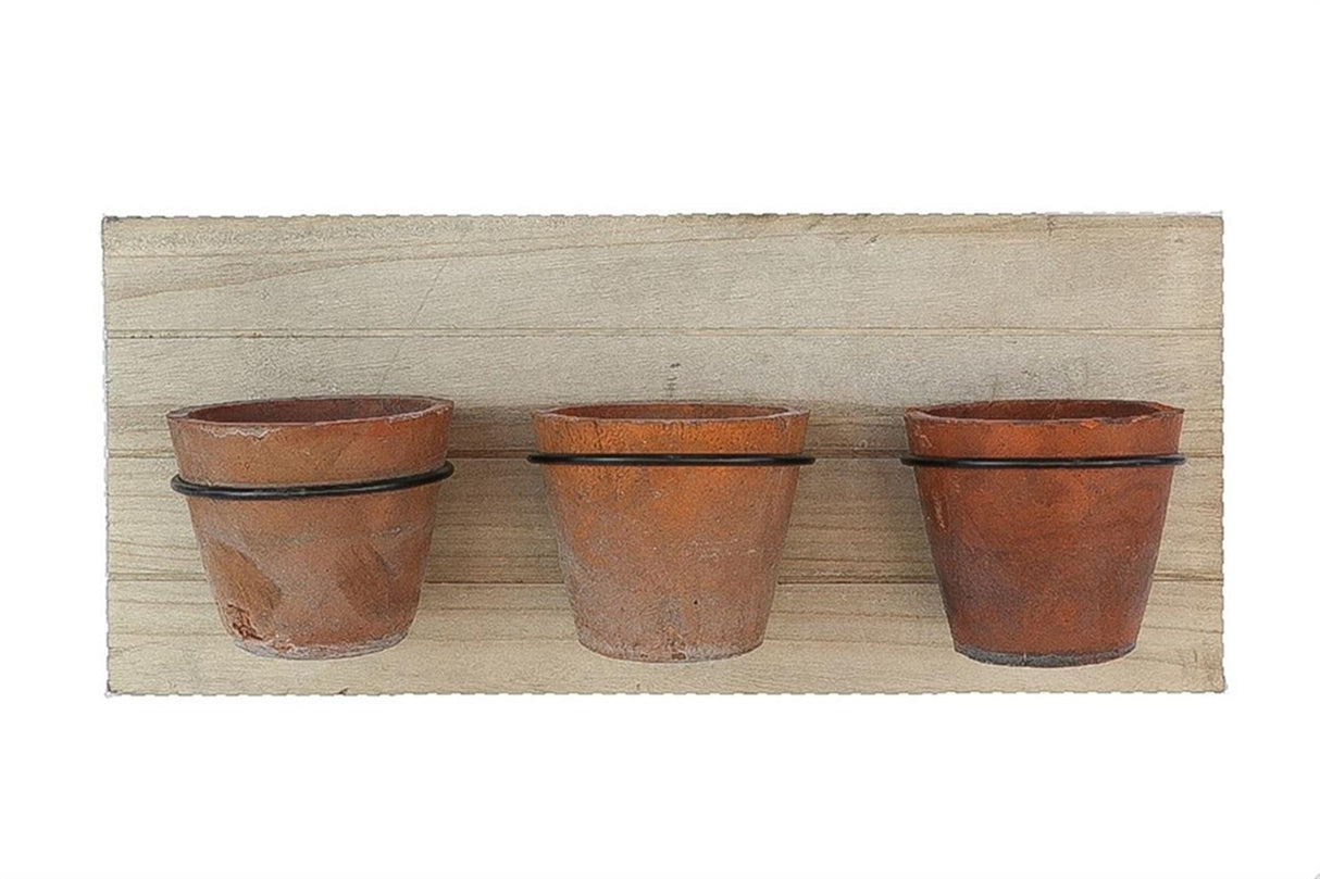 Étagère pour plantes vivantes naturelles HBx en bois avec 3 pots