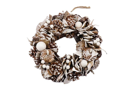 Hbx couronne vivante naturelle Northern Glow Snow d30cm blanc