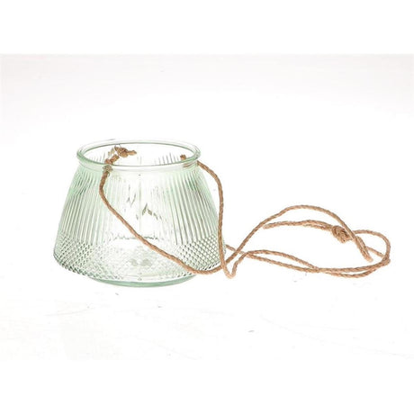 Hbx natural living lanterne suspendue lignes ø11xh15cm vert