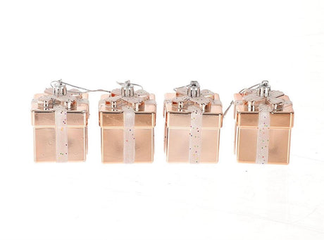 HBx natural living Pendentif de Noël coffret cadeau de 4 pièces 10,6x10,6x7,5cm rose